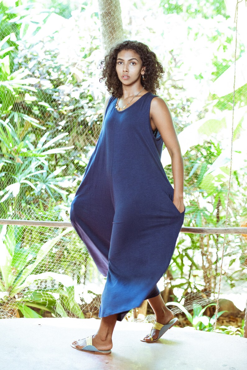 Organic Cotton Jersey Romper in Blue