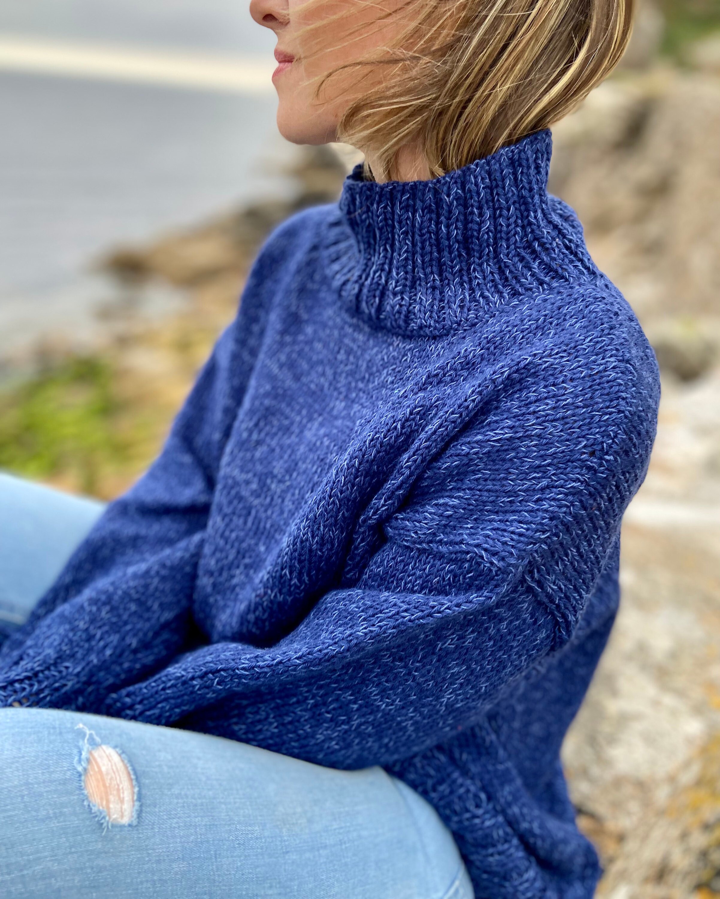 The Coco Wool u0026 Organic Cotton Oversized Sweater in Navy - Etsy