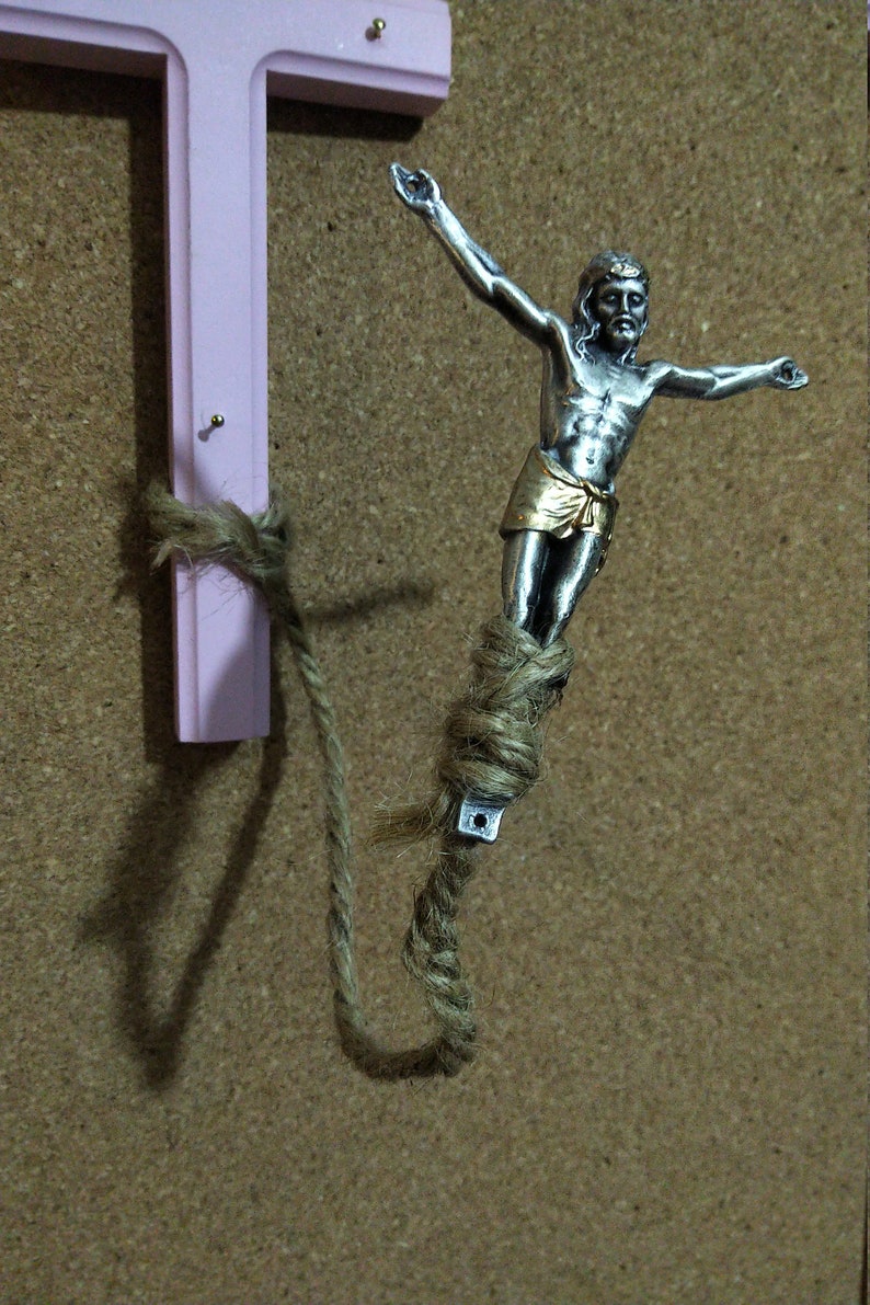 BUNGJEESUS Bungee Jesus. Hanging Wall Feature Crucifix Etsy