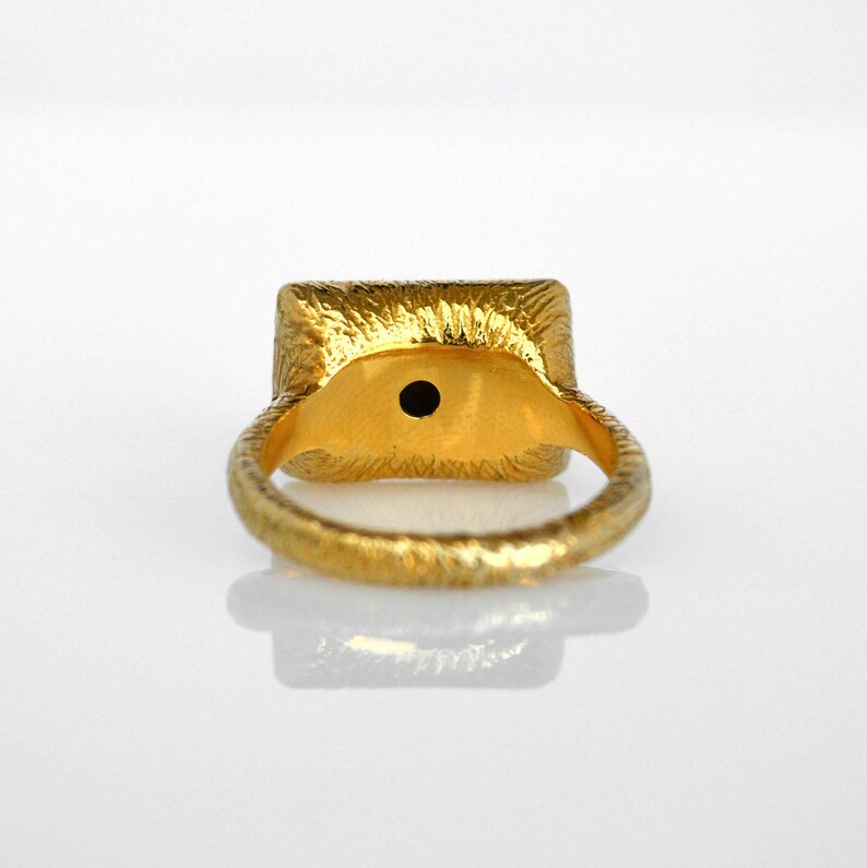 Statement Ancient Ring Rectangle Gold Ring Silver Coin Ring Etsy