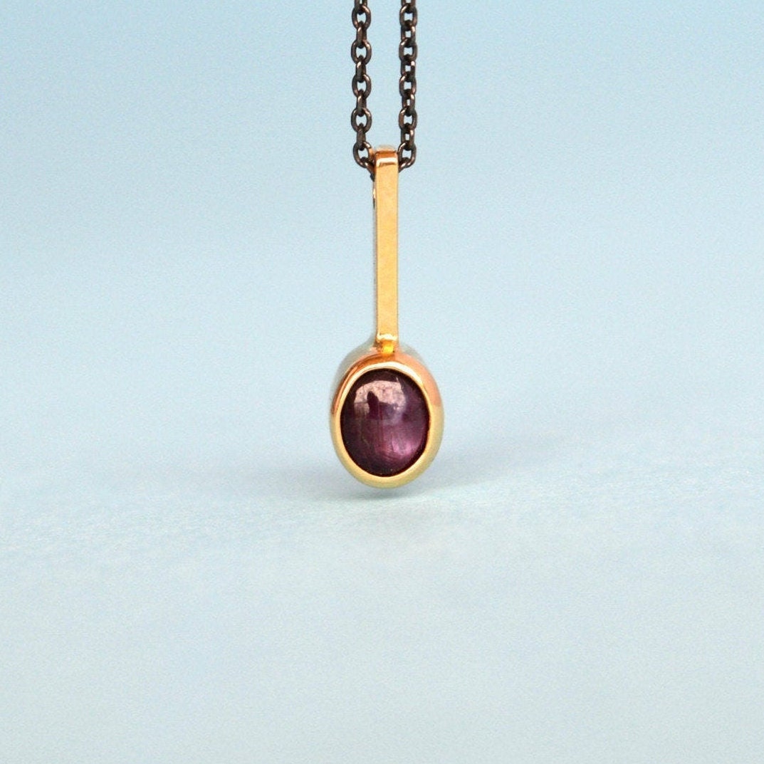 14k Gold Necklace Gemstone Pendant Genuine Ruby Pendant Etsy