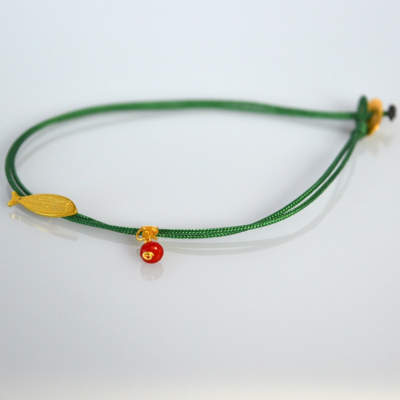 Wax cord Bracelet Boho Fish Bracelet Gold Fish Bracelet Handcrafted Bracelet Little Fish Bracelet Sterling Silver Gold Filled Bracelet