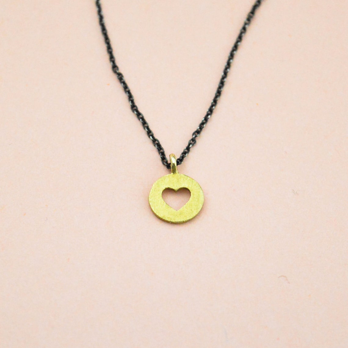 14k Solid Gold Heart Necklace Minimalist Heart Necklace Etsy