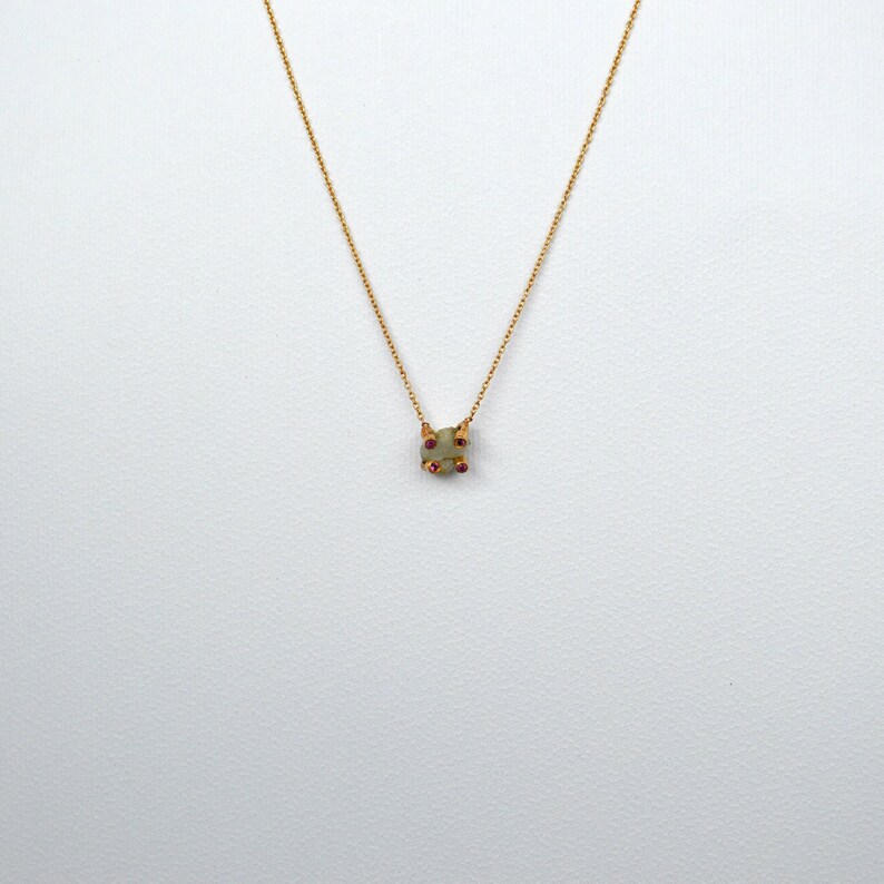 Quartz And Garnet Necklace Rough Stone Necklace Raw Crystal Necklace MInimalist Jewelry Gift For Her Art Deco Pendant
