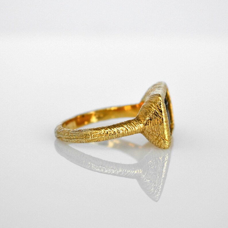 Statement Ancient Ring Rectangle Gold Ring Silver Coin Ring Etsy