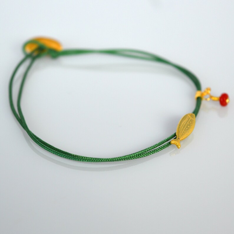 Wax cord Bracelet Boho Fish Bracelet Gold Fish Bracelet Handcrafted Bracelet Little Fish Bracelet Sterling Silver Gold Filled Bracelet