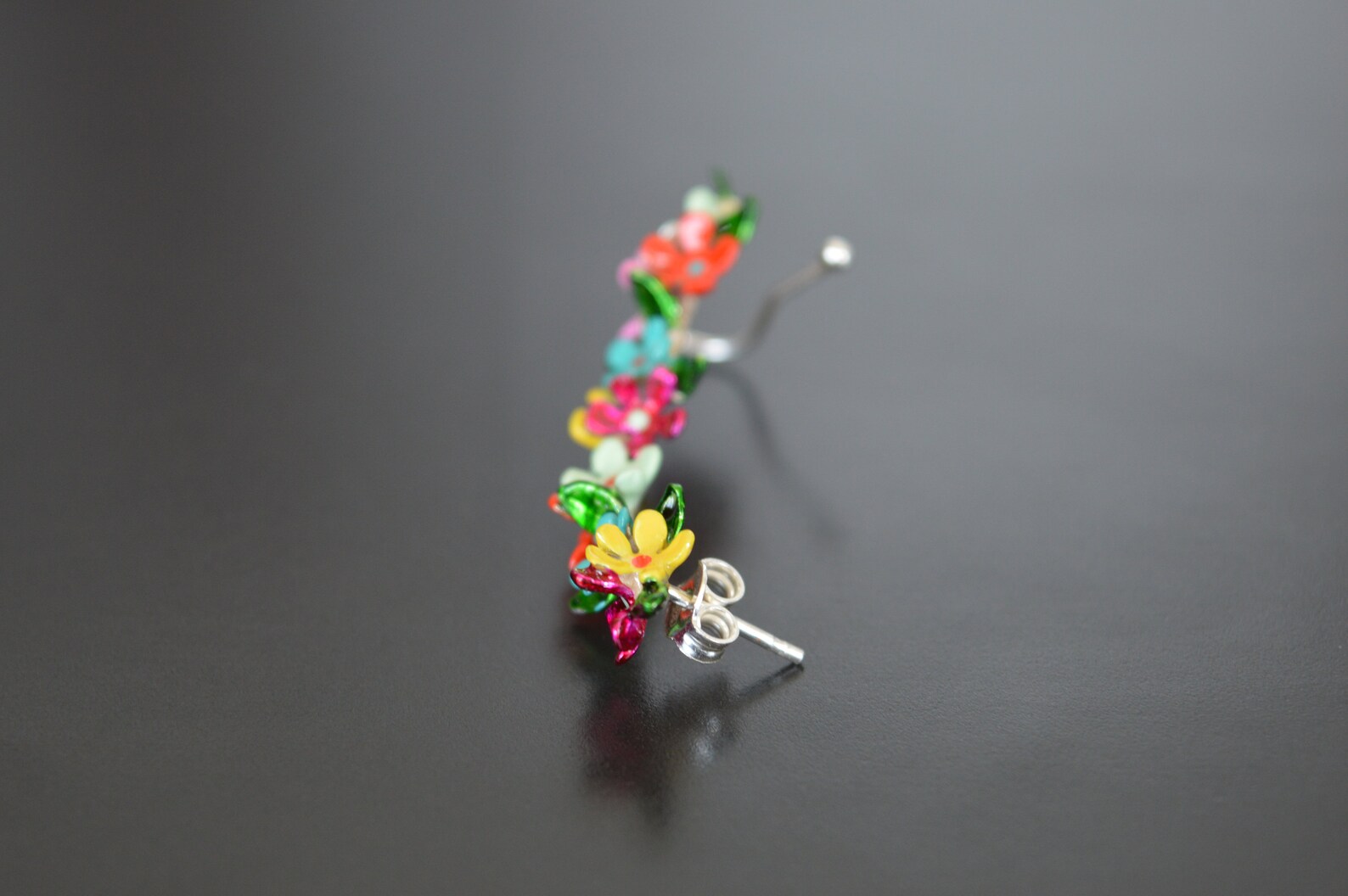 Flower Ear Climber Earrings Ear Crawler Earrings Art Nouveau Etsy