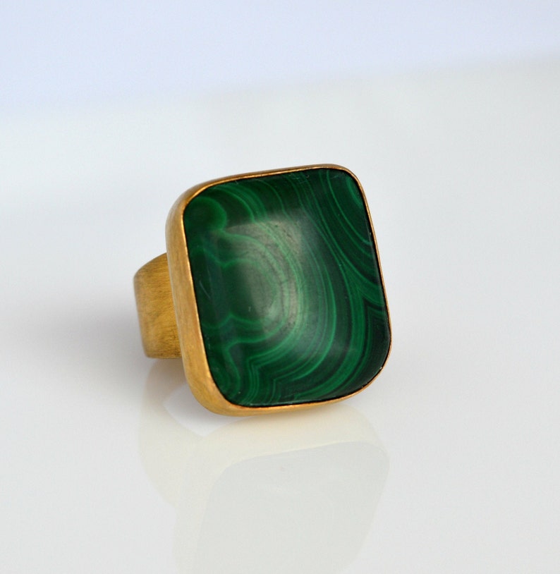 Unique Ring For Woman Sterling Silver Malachite Gemstone Ring Emerald Greenn Gemstone Ring