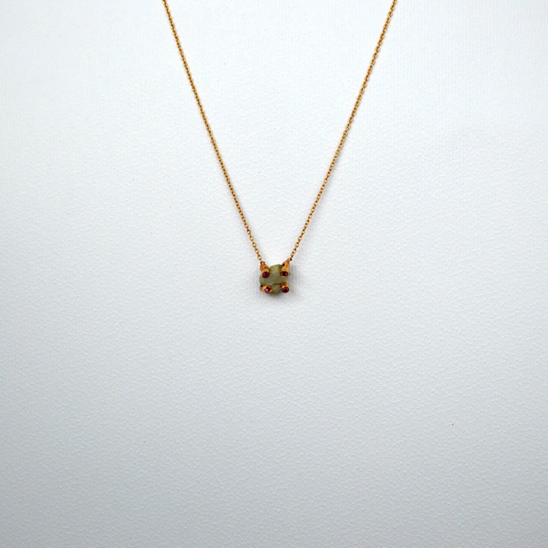 Quartz And Garnet Necklace Rough Stone Necklace Raw Crystal Necklace MInimalist Jewelry Gift For Her Art Deco Pendant