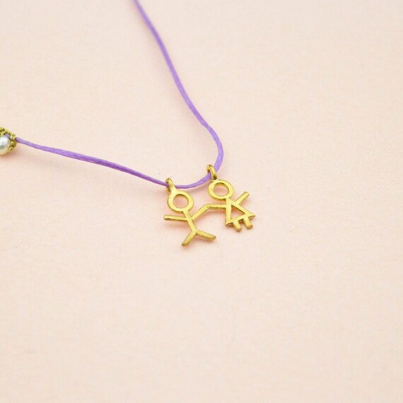 14K Gold Family Necklace Minimalist 