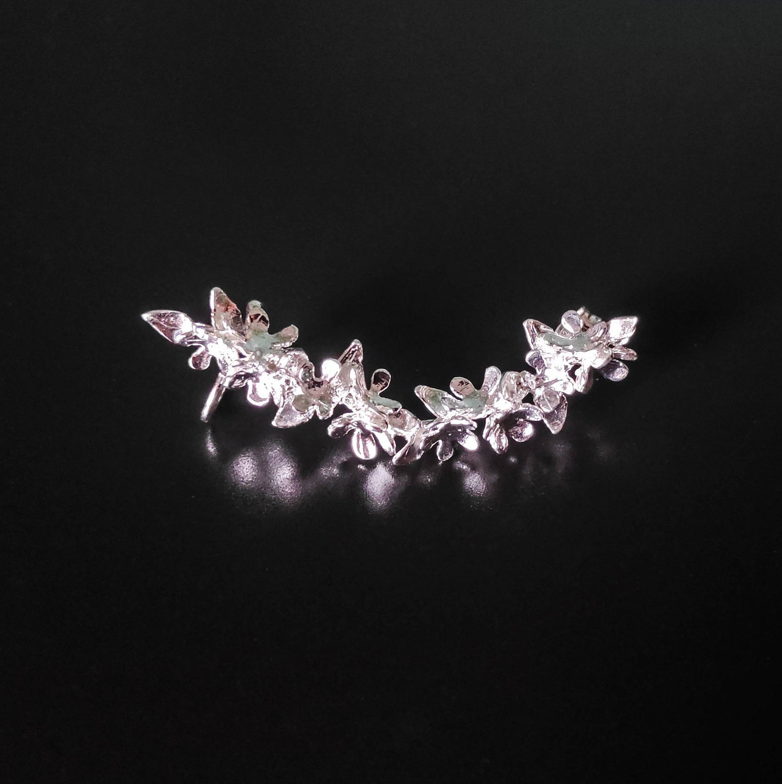 Flower Ear Climber Earrings Ear Crawler Earrings Art Nouveau Etsy