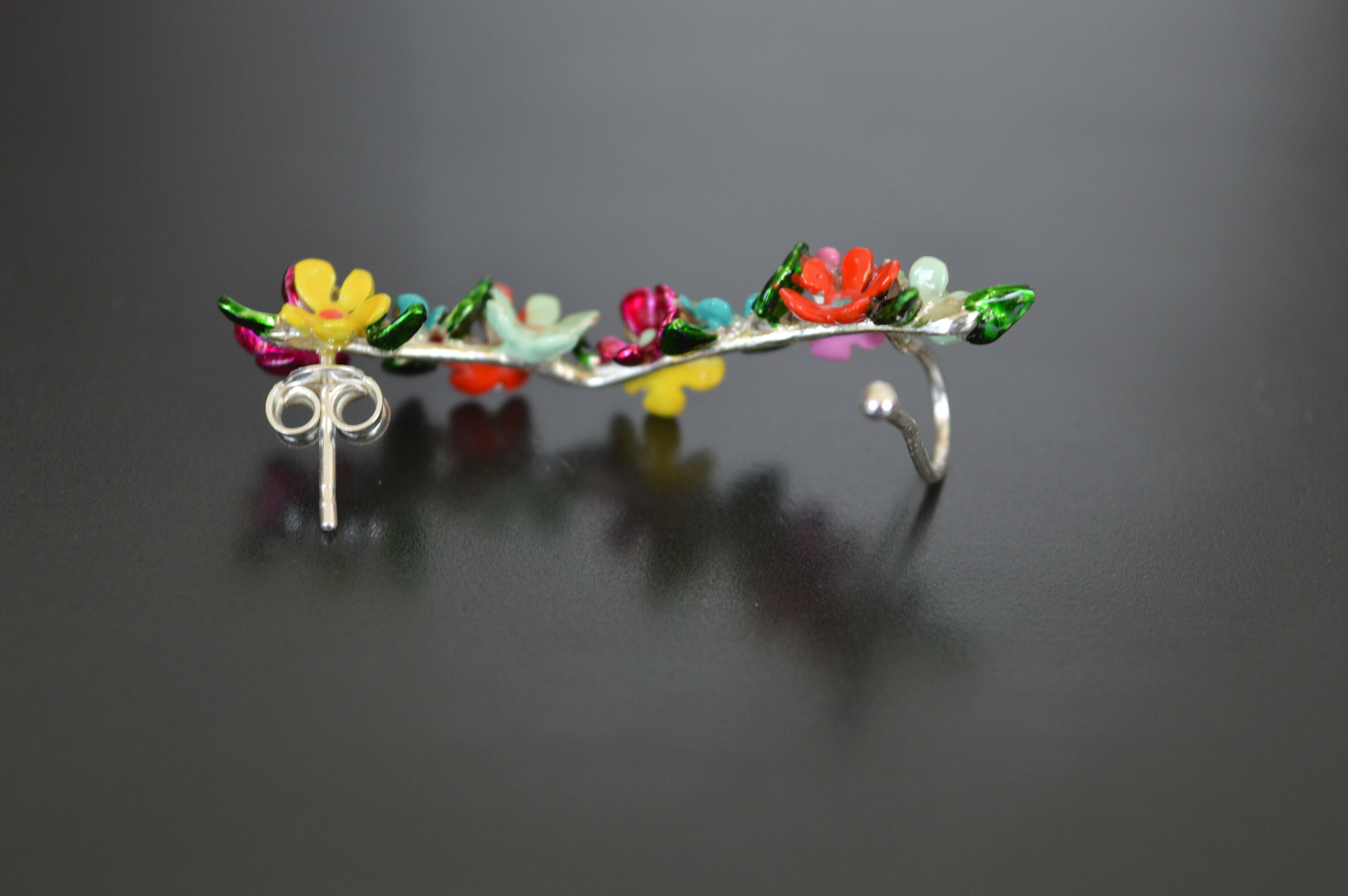 Flower Ear Climber Earrings Ear Crawler Earrings Art Nouveau Etsy