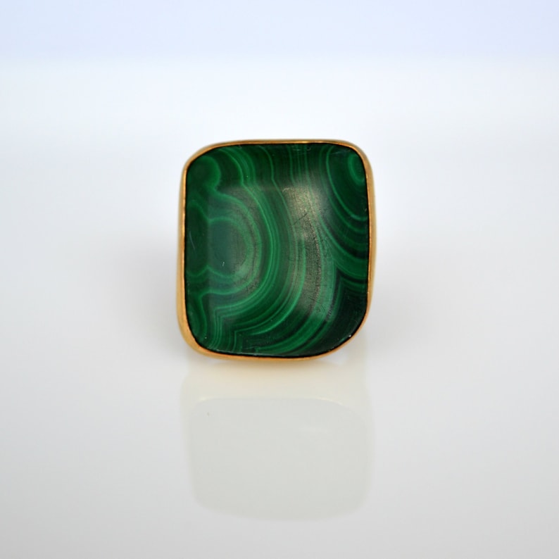 Unique Ring For Woman Sterling Silver Malachite Gemstone Ring Emerald Greenn Gemstone Ring