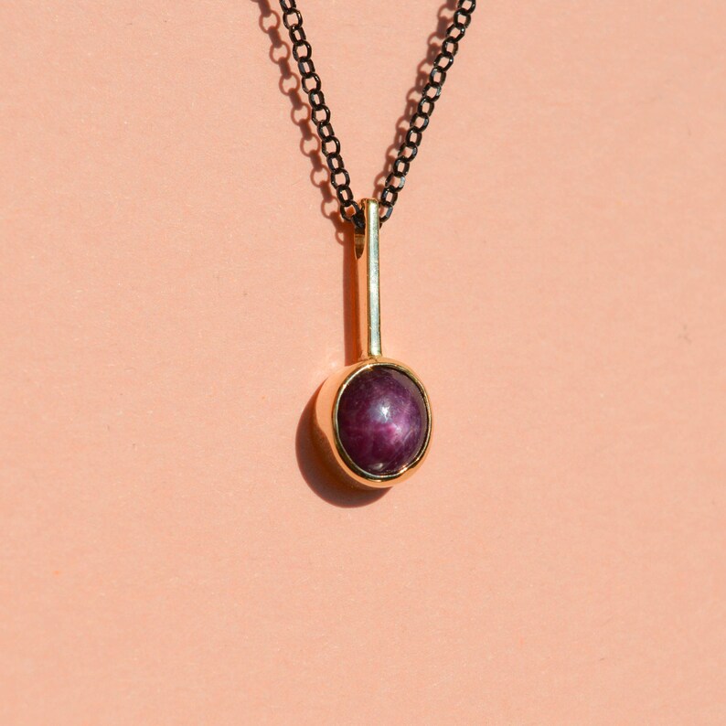 14k Gold Necklace Gemstone Pendant Genuine Ruby Pendant Etsy