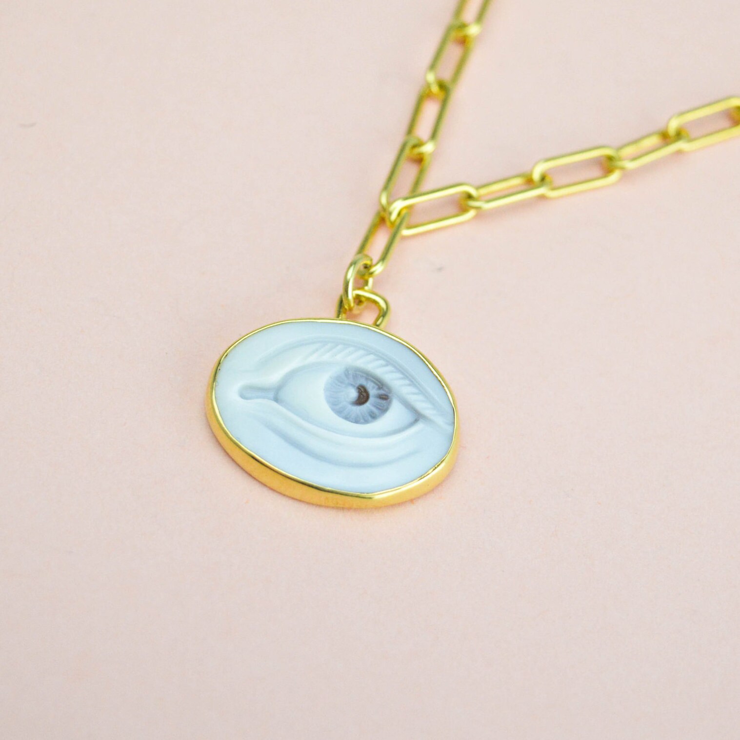 Statement Evil Eye Cameo Necklace 