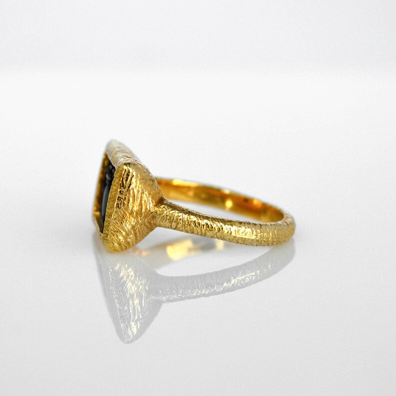 Statement Ancient Ring Rectangle Gold Ring Silver Coin Ring Etsy