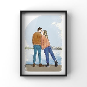 Couple Drawing from Photo. Digital Art. Custom Painting. Custom Portrait. Valentine Gift. Engagement Gift. Anniversary Gift. Bespoke Drawing