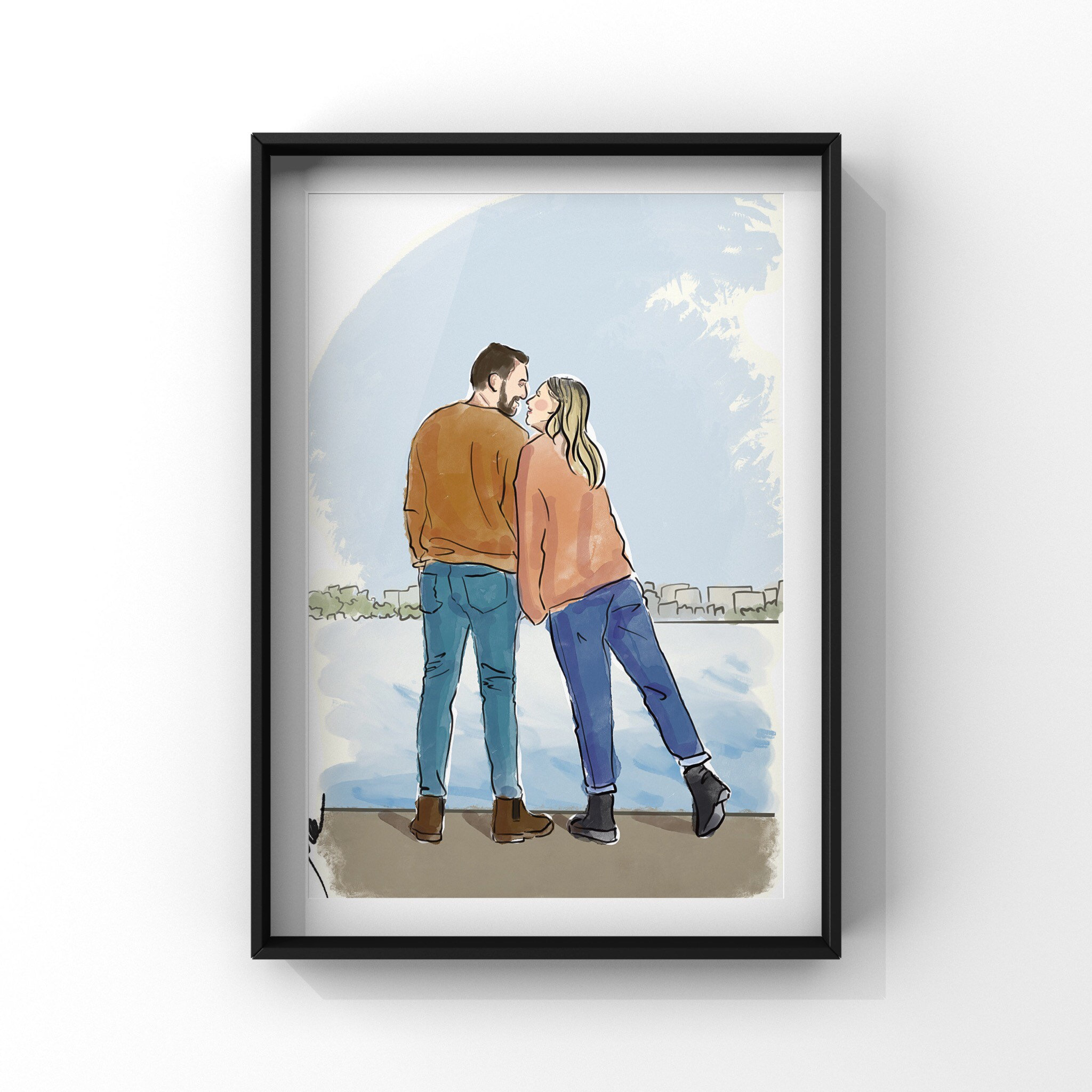 Couple Drawing from Photo. Digital Art. Custom Painting. Custom Portrait. Valentine Gift. Engagement Gift. Anniversary Gift. Bespoke Drawing
