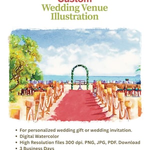 Custom Wedding Venue Illustration, Personalized Wedding Invitations, Venue Portrait, Digital Download Sketch Art