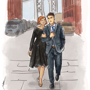 Digitale aangepaste paartekening. Gepersonaliseerde koppeltekening als cadeau. Romantische aangepaste paarschets. Aangepaste paarillustratie. Wanddecoratie