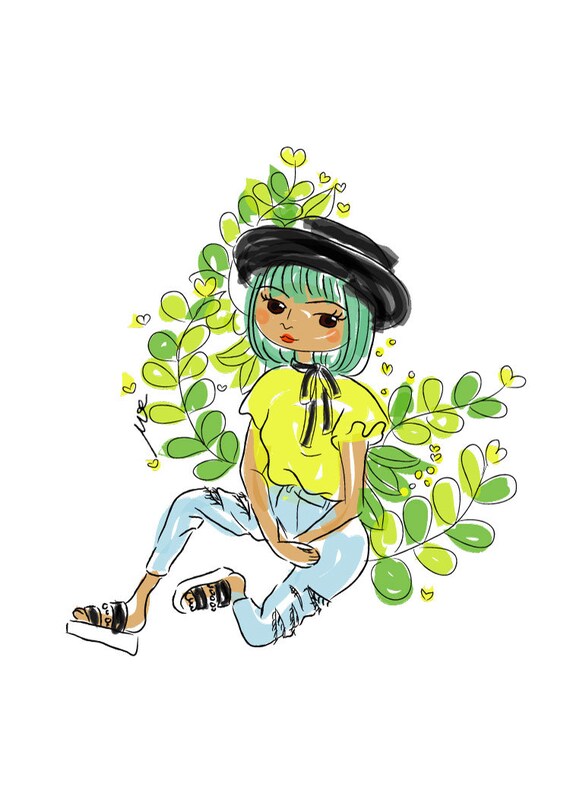 Instant Download Cartoon Drawing Woman Clipart Fashion Drawing Digital Print Digital Art Woman Clipart Girl Clipart Png Jpg Pdf