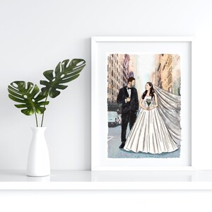 Digital Wedding Drawing, Couple Drawing, Custom Wedding Gift, Wedding Thank You, Bride Gift, Watercolor Wedding, Wedding Art, Couple Wedding