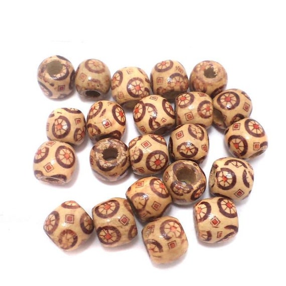 Large Hole Round Assorted Designs 12Mm  Round Beads Natural Wood Bracelet Beads 500 PC 12 color Mix Painted Wood Beads DIY Bulk Beads