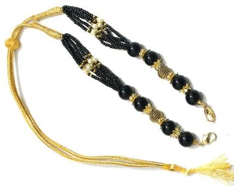 Buy Handmade Adjustable Seed Bead Necklace Cord: Gold Zari Dori, 12 Inch Online In India - Foto 3