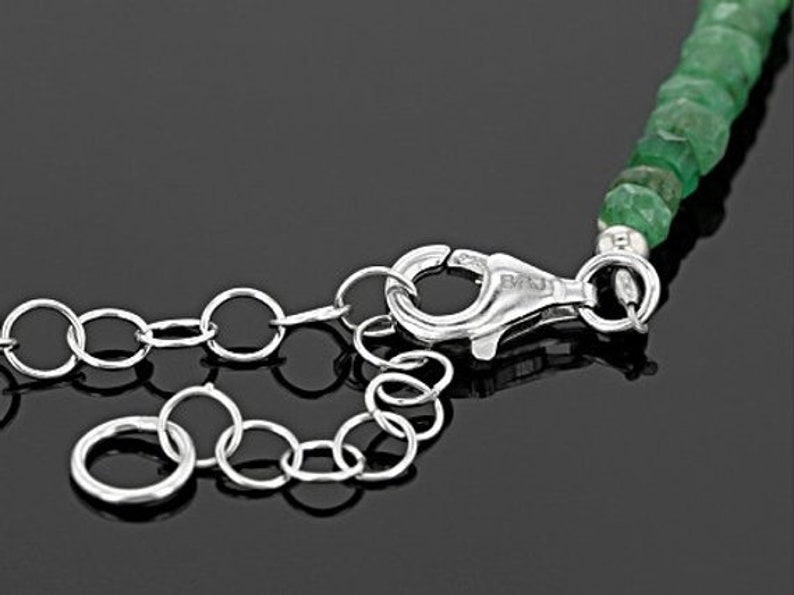 Bead Size 3MM-5MM 1 Inch Silver Extension TGW 28 CTS Zambian Emerald Bead Bracelet 8 Inch with Sterling Silver Lobster Clasp