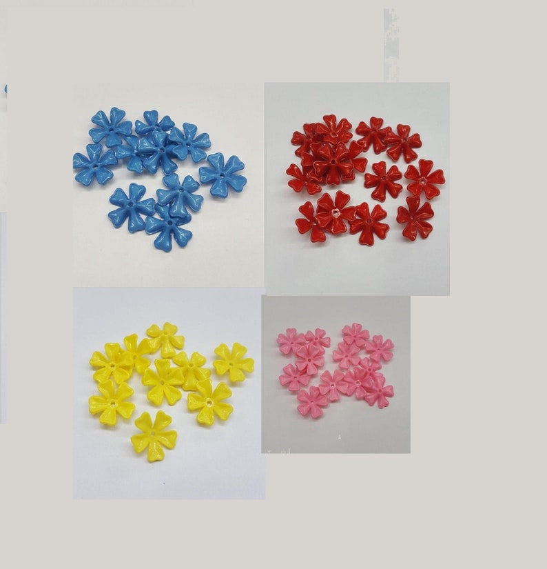 Red flower set of 100 flowers flowers acrylic 11mm Flower beads Blue yellow,Pink flowers