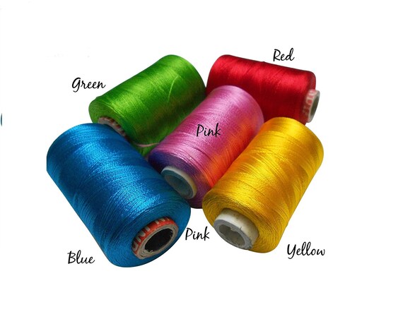 Large Silk Rayon Embroidery Machine Thread Strong Spools Solid basic Colors  x 5