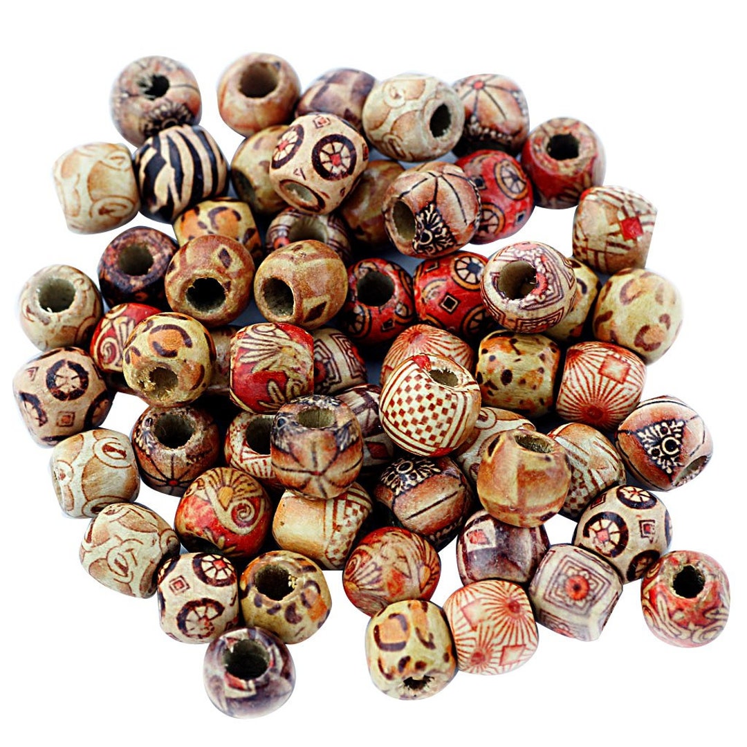 100 PC Mixed Painted Wood Beads, 12mm Mixed Round Beads, Assorted