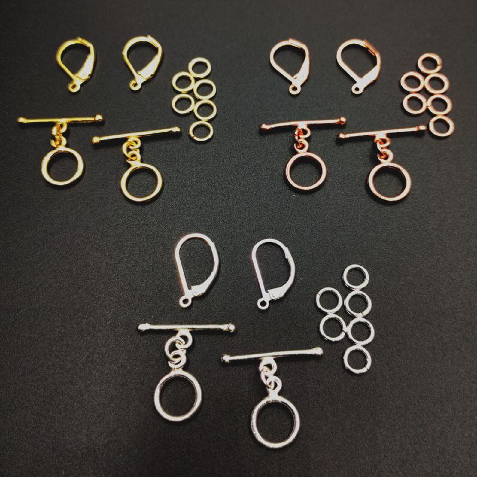 92.5 Sterling Silver DIY Jewelry Making Findings Set, 2xtoggle Clasps 