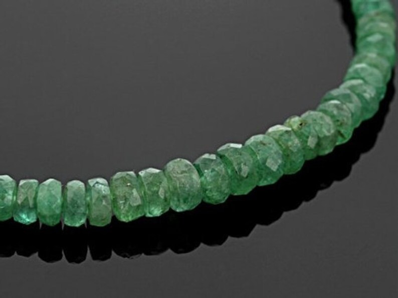 Bead Size 3MM-5MM 1 Inch Silver Extension TGW 28 CTS Zambian Emerald Bead Bracelet 8 Inch with Sterling Silver Lobster Clasp