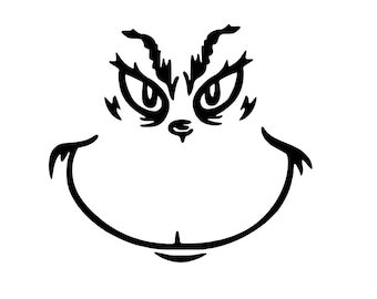 May include: A black graphic decal featuring the stylised facial features of a character with sharp, angled eyebrows, almond-shaped eyes with heavy lids, a small nose, and a wide, thin, curved mouth line that forms a mischievous grin.