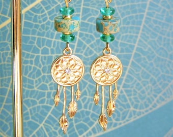 IMPERIAL JASPER earrings, dreamcatcher pendant I Original earring I Bohemian earring I Gift for her