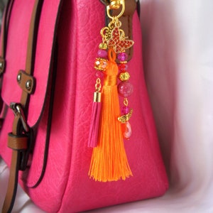 Pink and orange bag jewelry I Key ring I Car jewelry I Original gift I Valentine's Day gift I Centerpiece gift, Mother's Day.