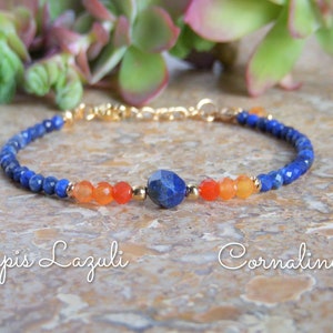 AAA Carnelian and AA Lapis Lazuli Bracelet I Natural stone bracelet I Minimalist bracelet I Original women's gift I Mother's Day