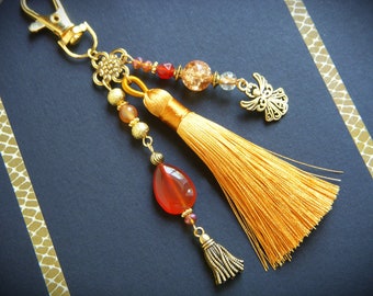 Bag jewelry, Key ring, Car jewelry, bag jewelry with carnelian bead, Original women's gift, Christmas gift, Grigri.