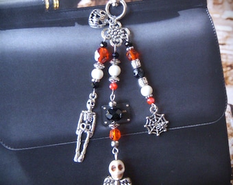Bag jewelry, key ring, car jewelry. Green bag jewelry, on the theme of Halloween. Original gift.