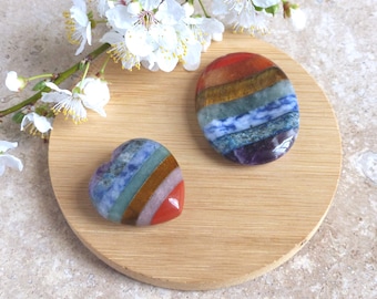 Anti-stress stone, natural worry stone, meditation stone, thumb stone, comfort stone, 7 chakras.