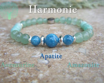 HARMONIE bracelet in Amazonite, Apatite and Aventurine. Women's bracelet in natural stone. Women's gift for Christmas, birthday.
