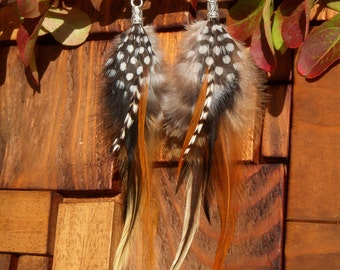 Feather earrings. Original earring. Natural feather earrings. Boho chic earring.