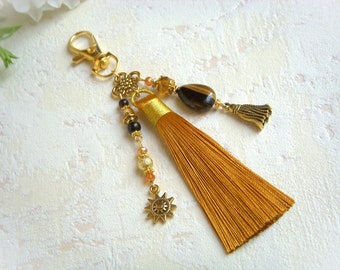 Bag jewelry, Key ring, Car jewelry, bag jewelry with tiger's eye pearl, Original women's gift, Christmas gift, Grigri.