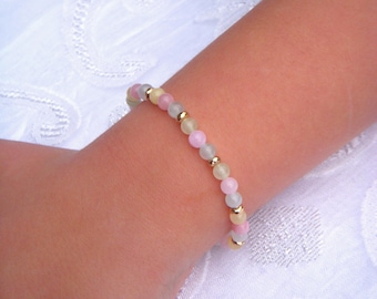 Pastel-tinted Jade bracelet for little girls, Jade bracelet for children, Christmas gift for little girls, birthday gift for little girls.