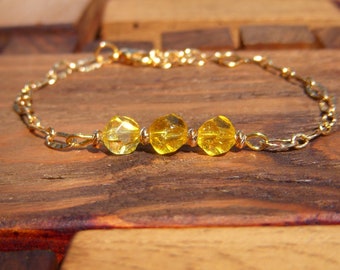Citrine bracelet 5A I Natural stone bracelet I 18 k gold chain I Mom gift I Trendy summer 2023 bracelet I Original bracelet