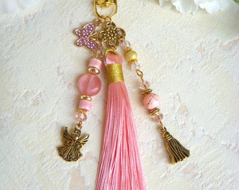 Bag jewelry, Key ring, Car jewelry, powder pink bag jewelry, Original women's gift, Christmas gift, Mistress gift, Grigri