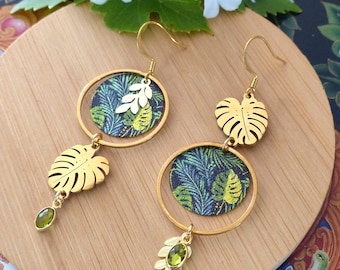 Gold-plated "Listi" asymmetrical earrings. An original gift for women. For nature and plant lovers.