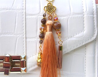 Bag jewelry I Key ring I Car jewelry I Caramel and gold bag jewelry I Original women's gift I Christmas gift I Teacher gift