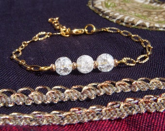 Rock crystal bracelet I Fine and delicate women's bracelet I Chiseled 18 k gold chain I Natural stone bracelet I Original women's gift